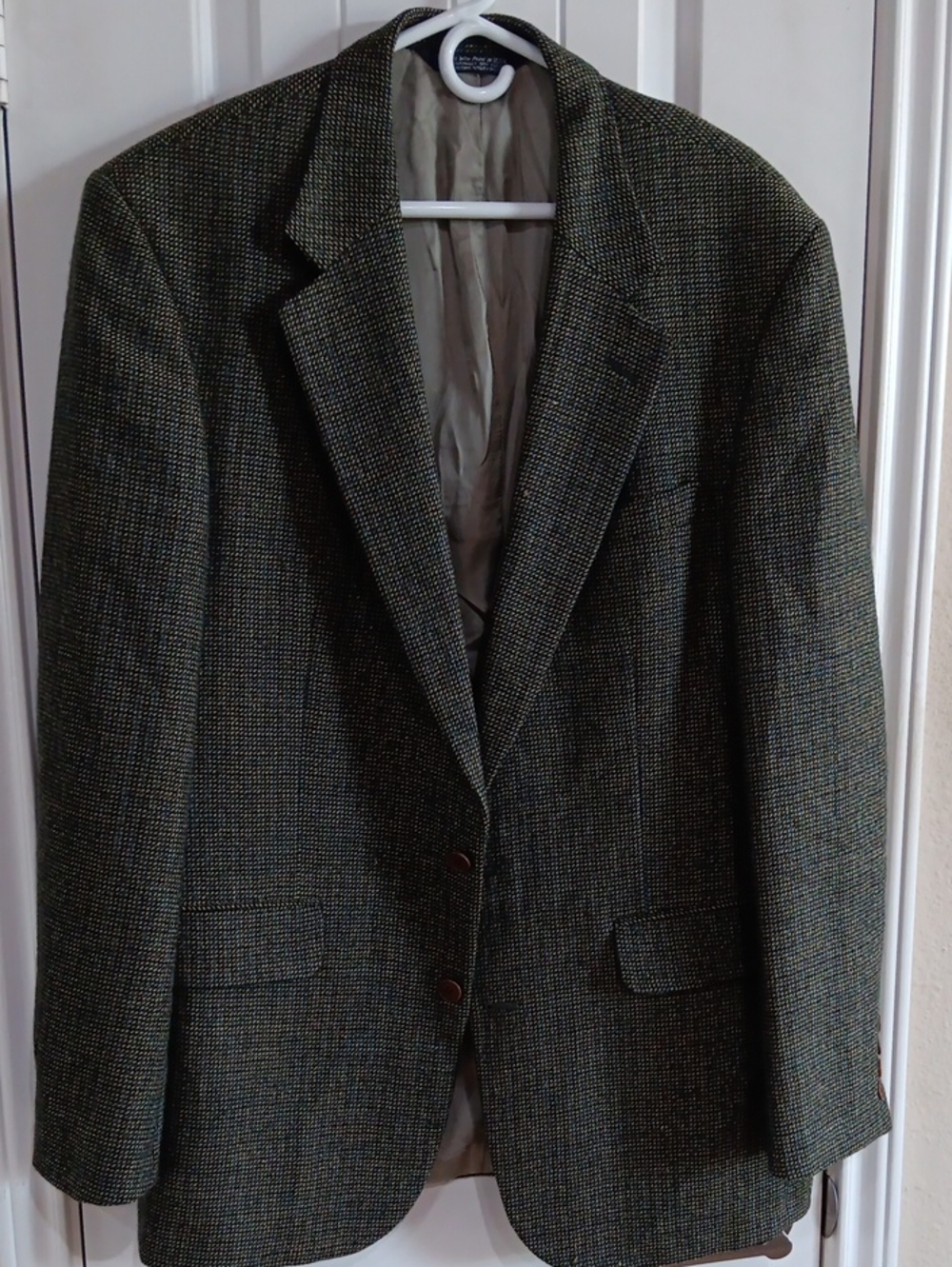 Vtg Lands' End Mohair Wool Barleycorn Traveler Jacket Sport Coat Blazer 44L